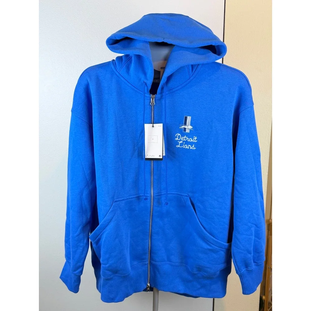 Detroit Lions Nike Full Zip Hoodie Women Medium Blue NFL Oversized Sweatshirt